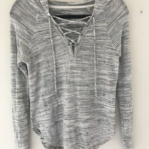 Lace up pullover shirt